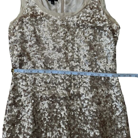 Talbots 100% Silk Champagne Sequined Embellished Dress Size 6 - Picture 9 of 13